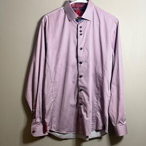 Au Noir Pink Patterned Dress Shirt Medium 3